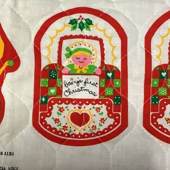 Quilted Fabric Panel 'Baby's First Christmas' Stocking Bibs - Picture 2 of 8